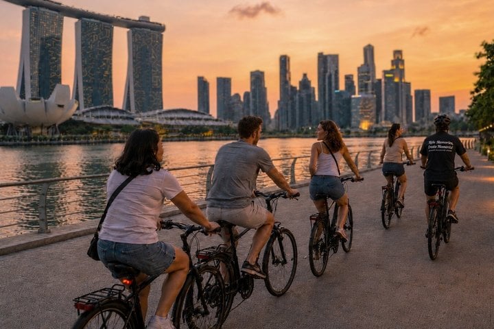 Singapore Sunset Bike Tour with Hawker Dinner