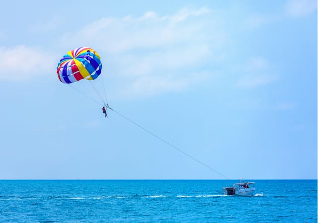 Parasailing Over Belle Mare Lagoon
