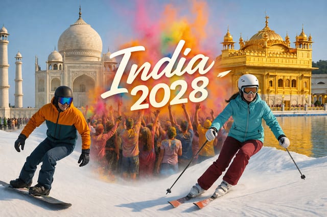 8 Day Skiing and Snowboarding in Gulmarg, India plus Holi Festival in Amritsar and New Delhi **March 4th–12th, 2028**.