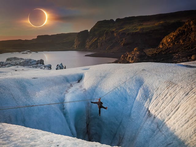 Solar Eclipse 2026 Zip Line and Glacier Hike Adventure, Iceland