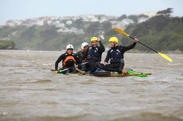 Group Raft Building Challenges in Newquay Harbour