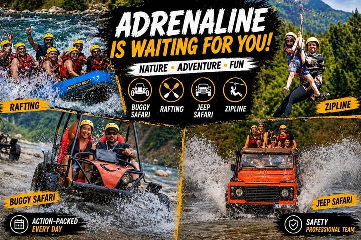 Side Super Combo 4-in-1: Rafting, Jeep Safari, Buggy and Zipline, photo 5