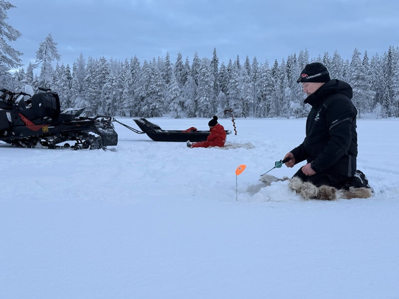 Ice Fishing with Snowmobile Sleigh Ride in Rovaniemi, Lapland, photo 5