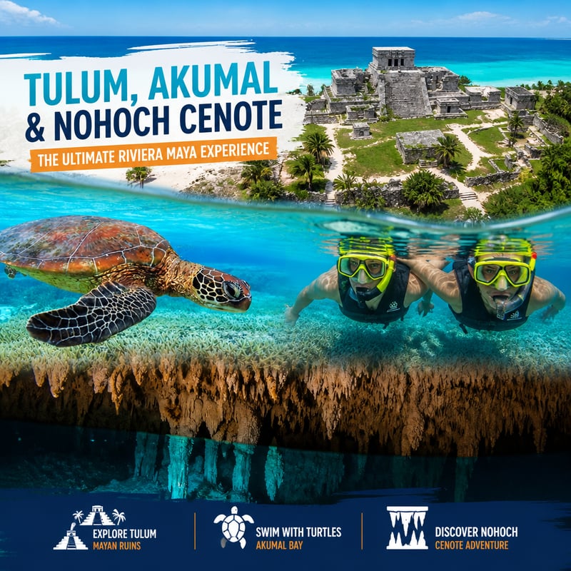 Tulum Ruins Akumal Turtle Swim and Nohoch Cenote Tour in Riviera Maya, foto 2