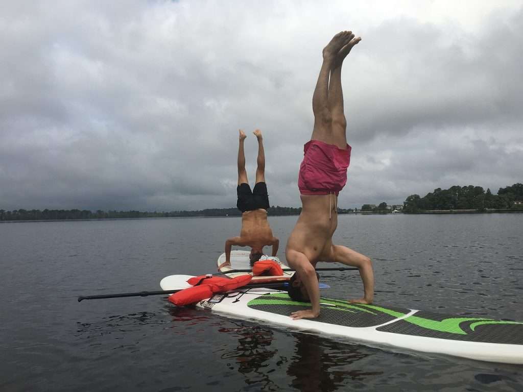 Standup paddleboard yoga