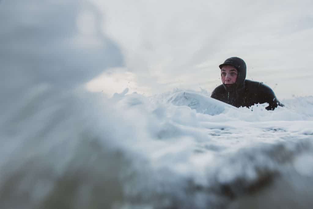 Cold water wetsuit for surfing with hood 