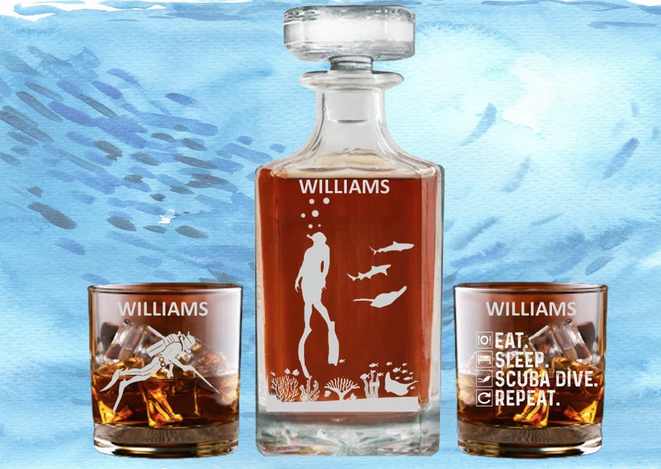Scuba Diving Whiskey Decanter Set