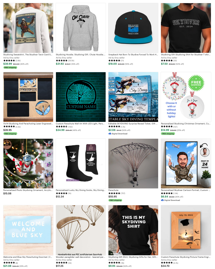Custom Personalized and Unique Skydiving Gifts