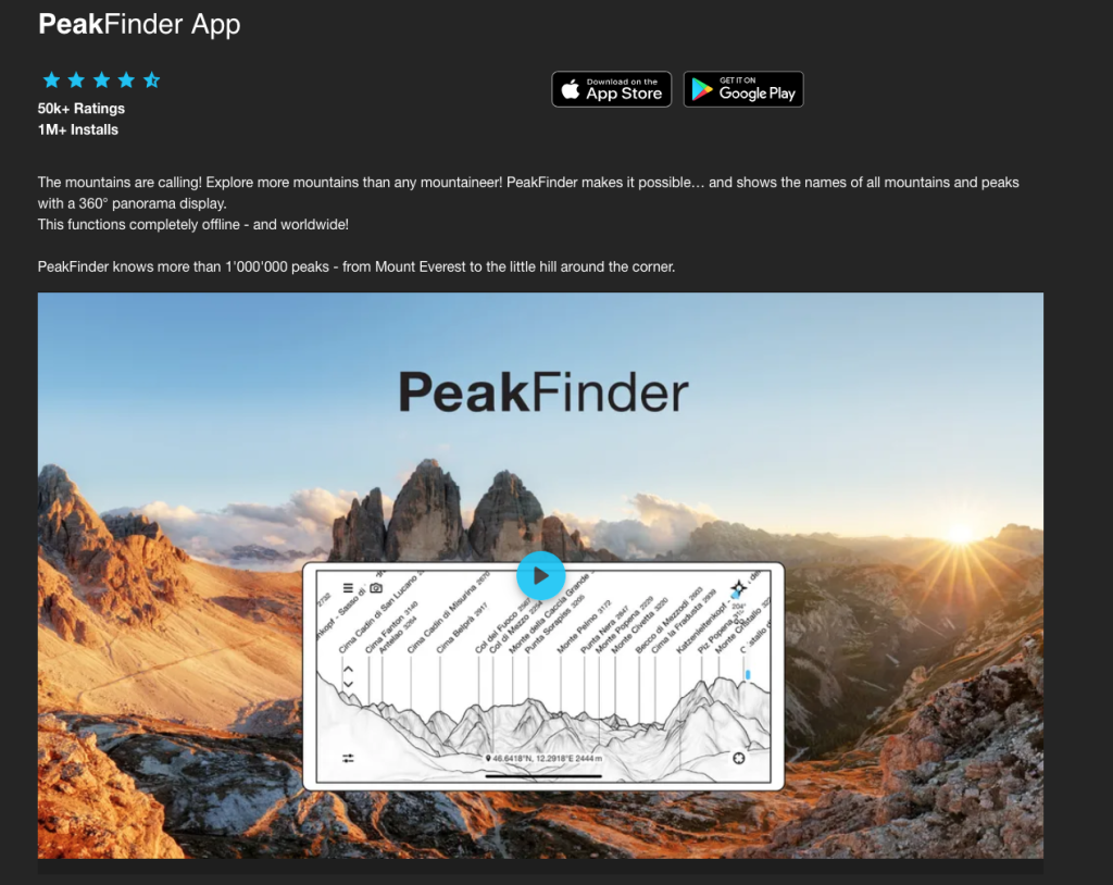 PeakFinder App Paragliding Overview