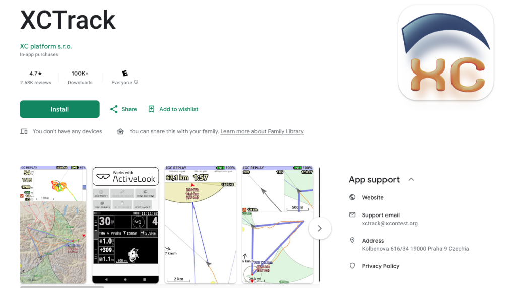 XCTrack Paragliding App Features Snapshots