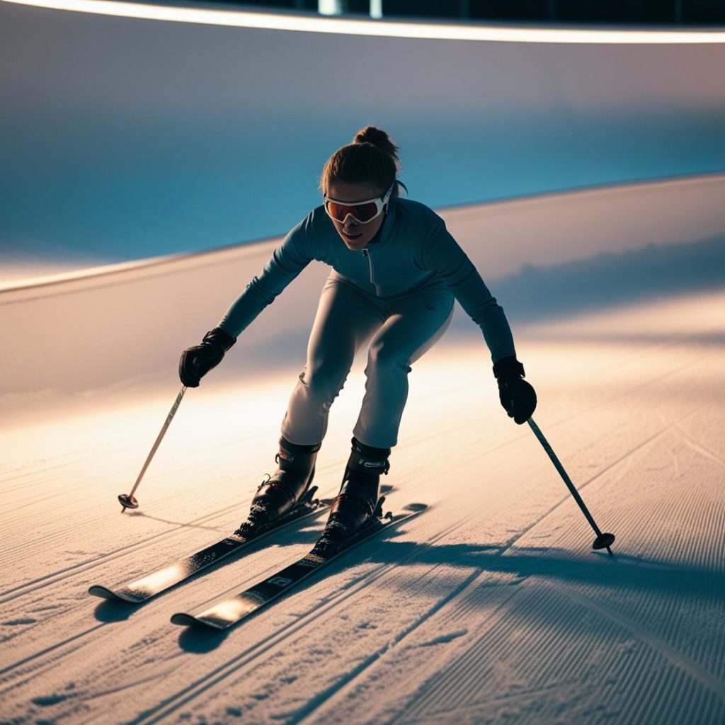 Woman Skiing Indoors