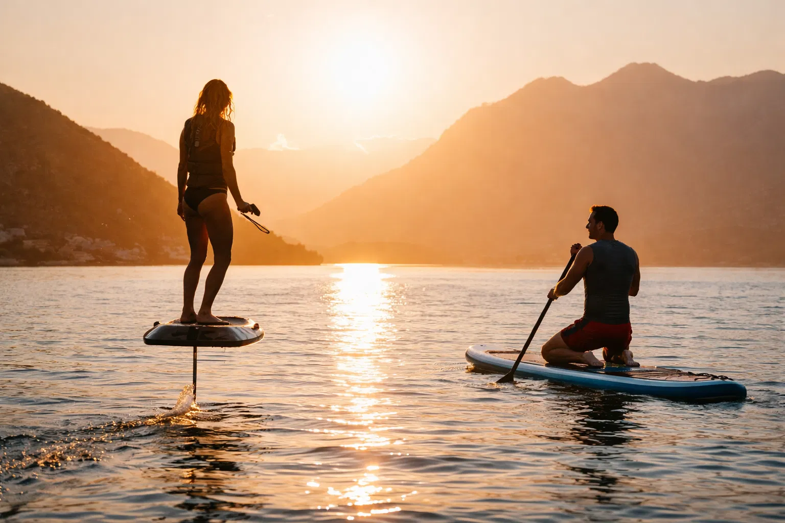Sunset Paddle & E-Foil Experience in Estepona (Couples Ocean Adventure) gallery 3
